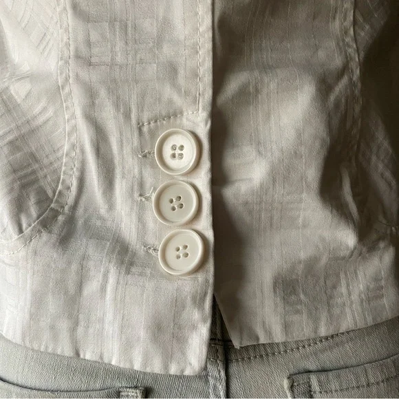 Y2K Vintage Costa Blanca Short Sleeve Blazer White 100% Cotton Size 6 Small - Picture 2 of 8